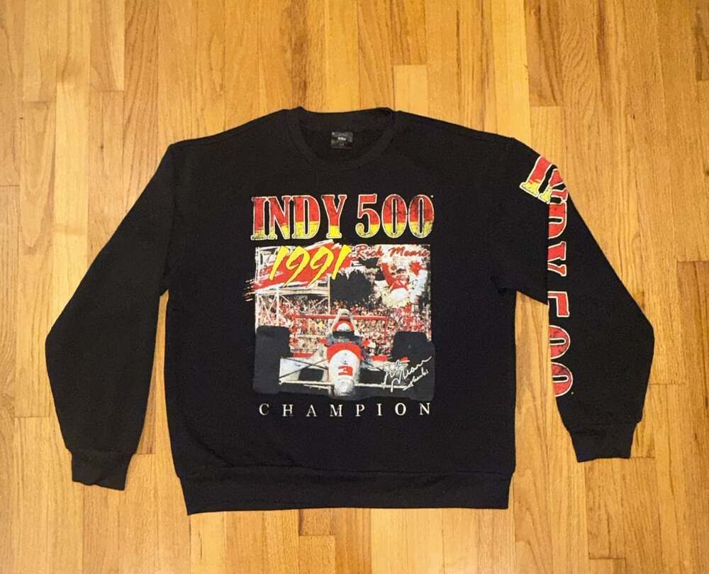 IndyCar Sweatshirt Mens L Black 1991 Rick Mears Indy 500 Champion Tee